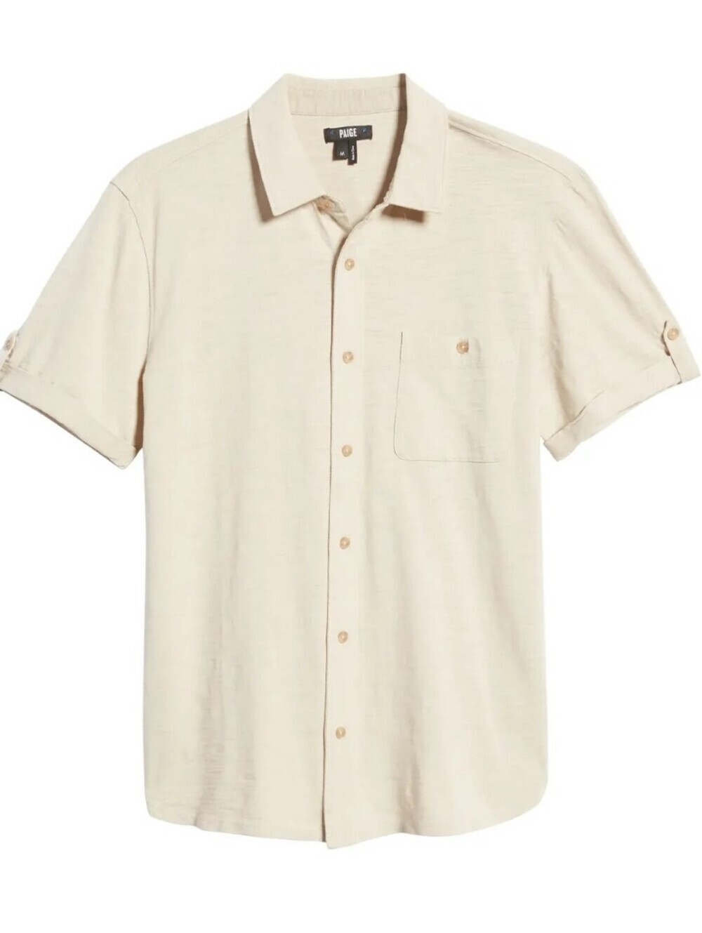 PAIGE 100% Cotton Brayden Short Sleeve Button-Down Shirt Cream
